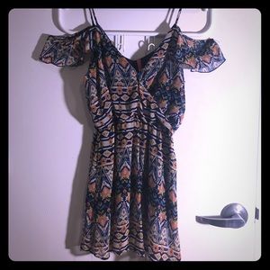 Aztec Print Off The Shoulder Dress